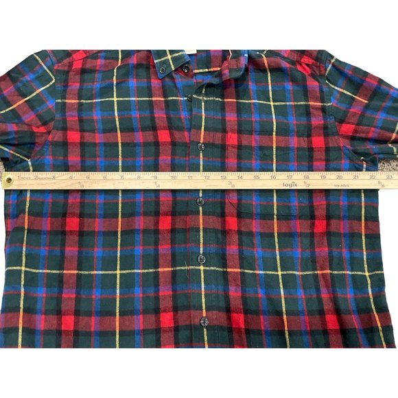 LL Bean Mens Traditional Fit Blue Red Green‎ Yellow Plaid Flannel Long Sleeve M - Picture 3 of 7